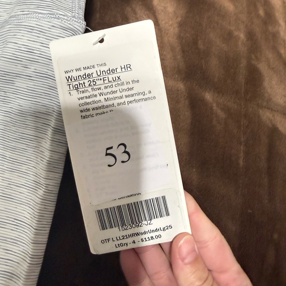 NWT woman’s size 4 lululemon Wunder Under Gray Leggings w The Orange Theory Logo - Picture 6 of 16